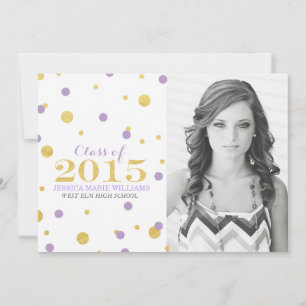 Gold Foil Confetti Graduation Invitations   Purple