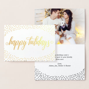 Gold Foil Confetti - Happy Holidays Photo Card