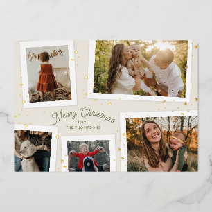 Gold Foil Confetti Memories Christmas Photo Card