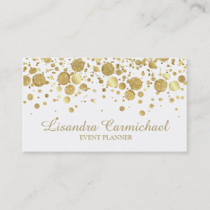 Gold Foil Confetti On White Business Card