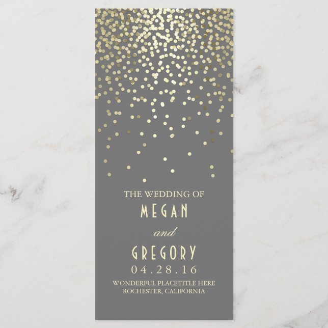 Gold Foil Confetti Programmes de mariage (Devant)