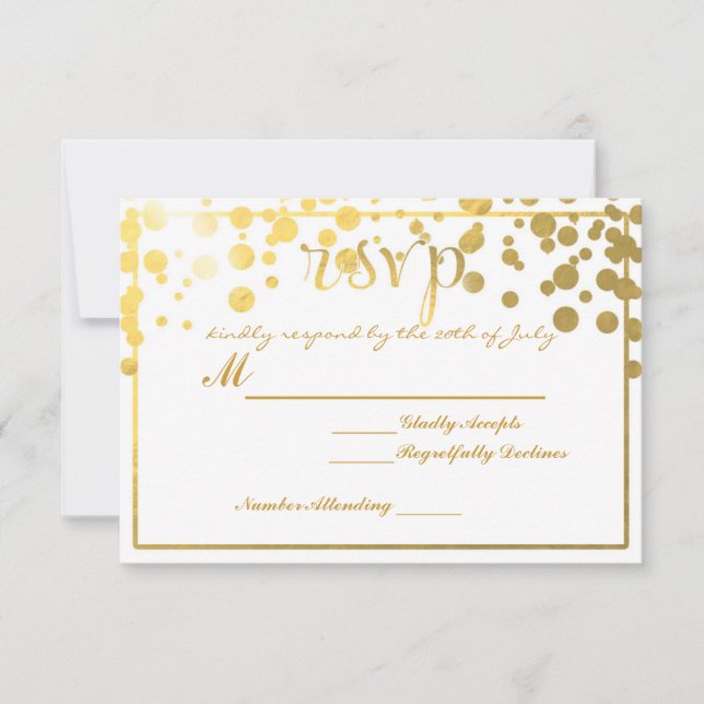 Gold Foil Confetti RSVP Mariage invitation par car (Devant)