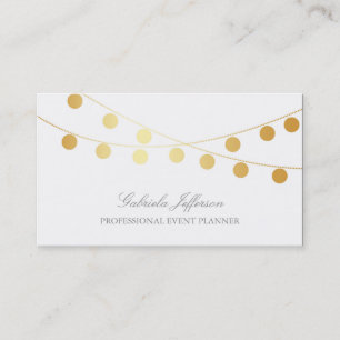 Gold Foil Confetti String Lights Elegant Business Card