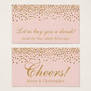 Gold Foil Confetti sur Blush Mariage Drink Billets