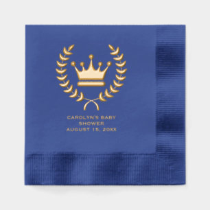 Gold Foil Crown Laurel Wreath Text Baby Shower Napkins