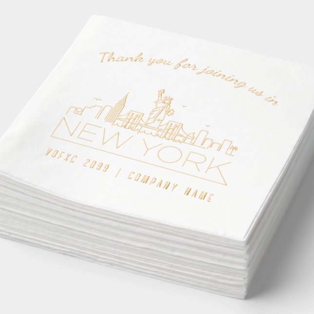 Gold Foil Custom New York Corporate Event Napkins (Detail)