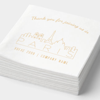 Gold Foil Custom Paris Corporate Event Napkins