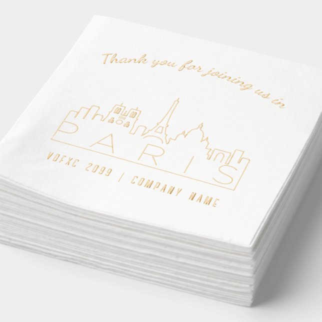 Gold Foil Custom Paris Corporate Event Napkins (Detail)