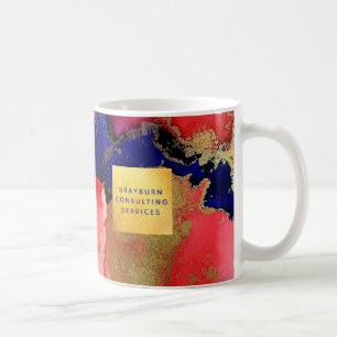 Gold Foil Custom Text Blue Red Abstract Coffee Mug