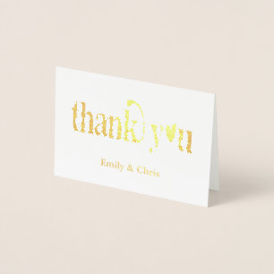 Gold Foil    Cute Calligraphy Photo Thank You Card