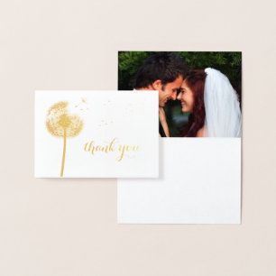 Gold Foil Dandelion Photo Thank You Card