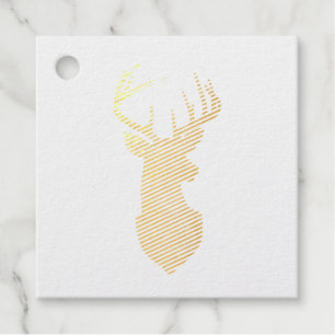 Gold Foil Deer Silhouette with Majestic Antlers Favour Tags