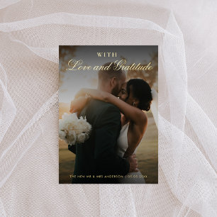 Gold Foil Deux Mariage photo Carte de remerciement