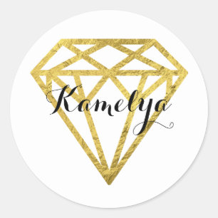 Gold Foil Diamond Classic Round Sticker