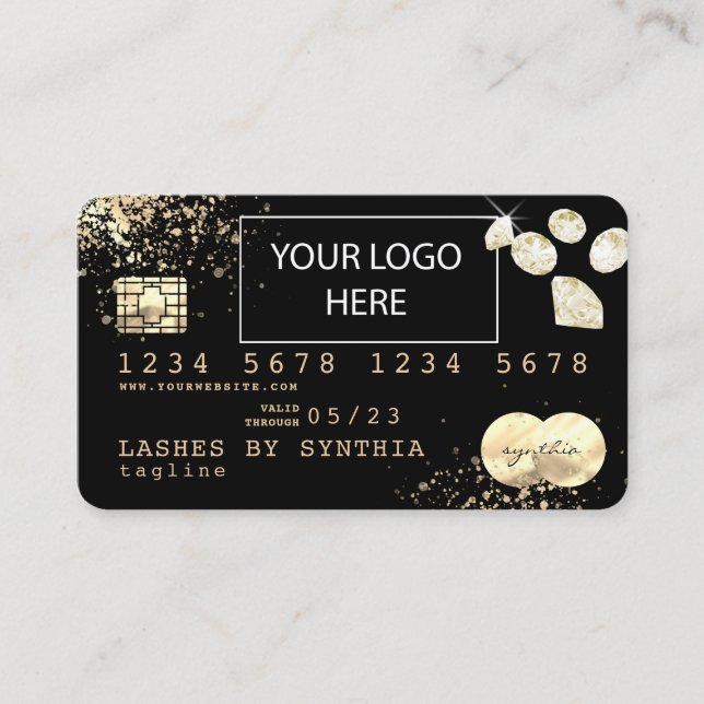 Gold Foil diamonds Credit Card add your logo (Front)