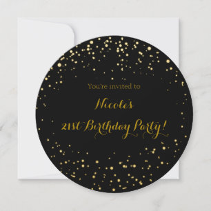 Gold Foil Dots & Black Modern Circle Invitations
