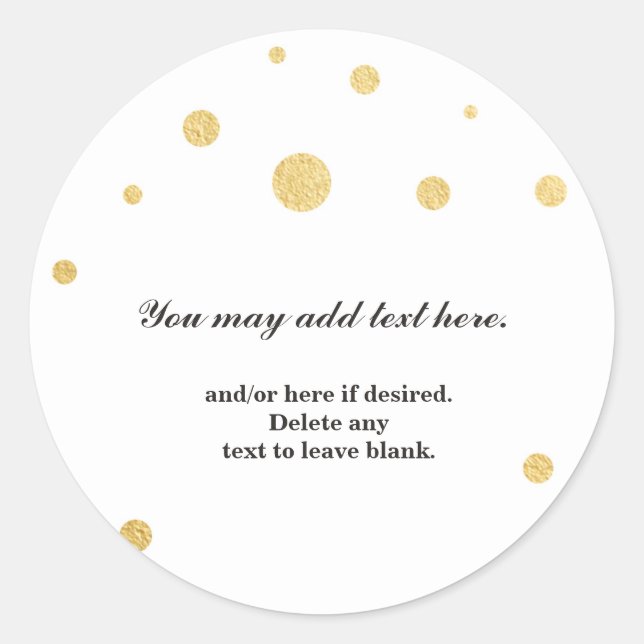 Gold Foil Dots Modern Wedding Bridal Party Sticker (Front)