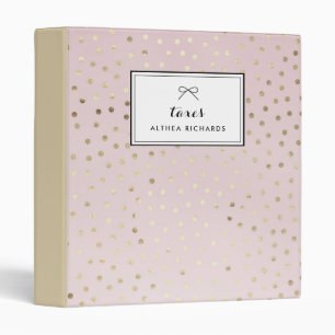 Gold Foil Dots Pattern Blush Personalized Binder