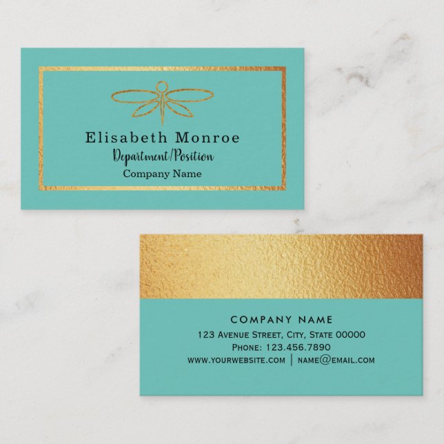 Gold Foil Dragonfly - Business Card (Front/Back)