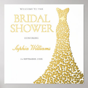 Gold Foil Dress Bridal Shower Welcome Sign