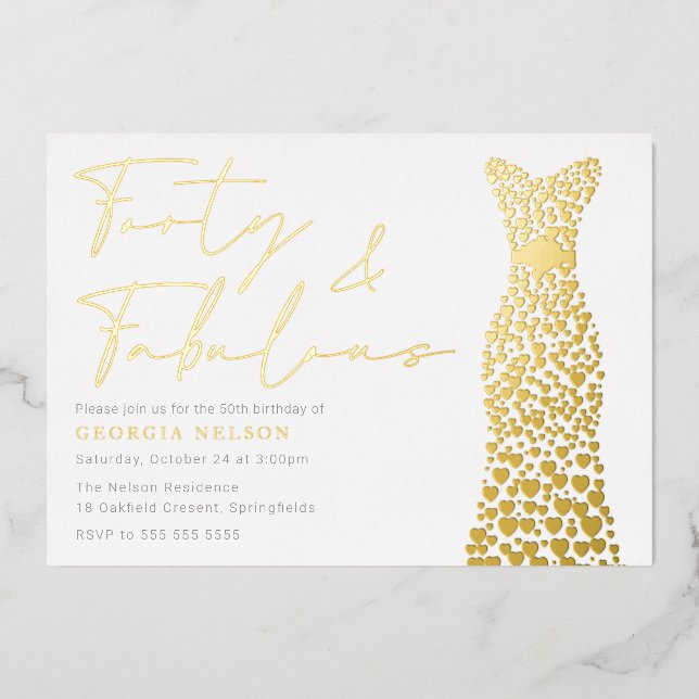 Gold Foil Dress Forty & Fab 40th Birthday Party (Front)
