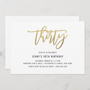 Gold Foil Effect 30e anniversaire Invitation