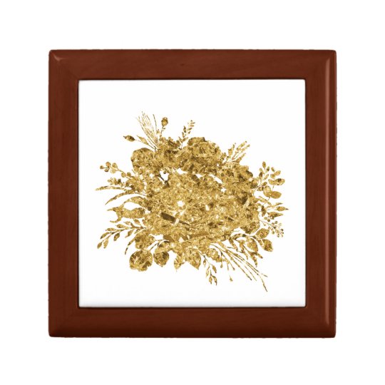 Gold Foil Effect Bouquet of Flowers Gift Box