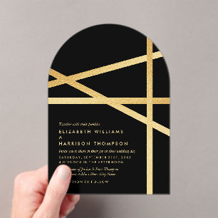Gold Foil Effect Geometric Style Wedding Acrylic Invitations