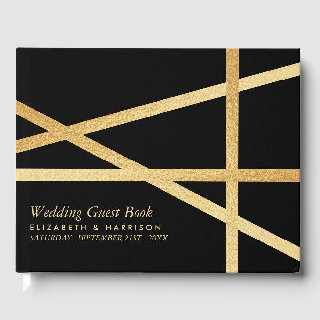 Gold Foil Effect Geometric Style Wedding Guest Book (Front)