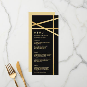 Gold Foil Effect Geometric Style Wedding Menu