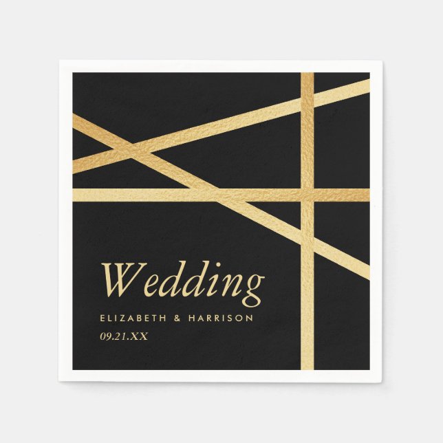Gold Foil Effect Geometric Style Wedding Napkin (Front)