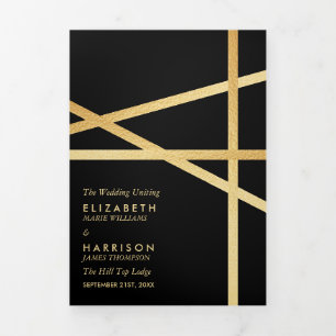 Gold Foil Effect Geometric Style Wedding Tri-Fold Programme