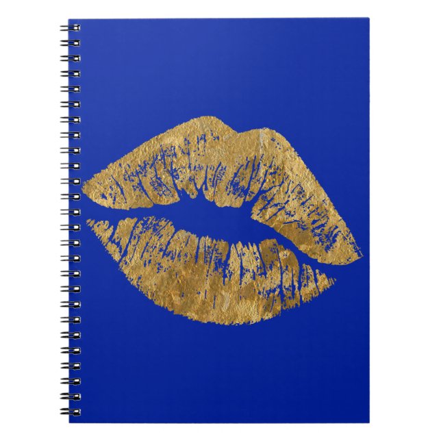 Gold Foil Effect Kiss Spiral Notebook (Front)