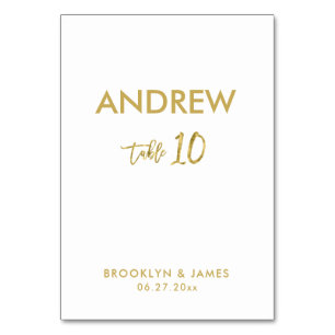 Gold Foil Effect Wedding Table Cards Table 10