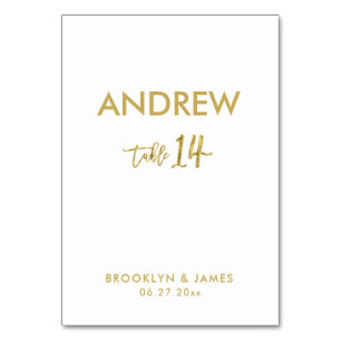 Gold Foil Effect Wedding Table Cards Table 14