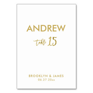 Gold Foil Effect Wedding Table Cards Table 15