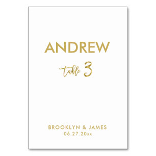 Gold Foil Effect Wedding Table Cards Table 3