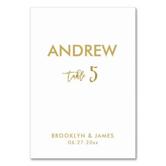 Gold Foil Effect Wedding Table Cards Table 5