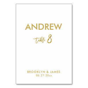 Gold Foil Effect Wedding Table Cards Table 8