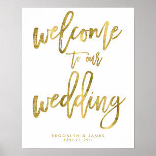 Gold Foil Effect Welcome To Our Wedding Sign