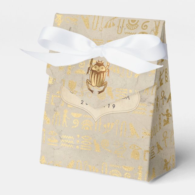 Gold Foil Egyptian Themed Party Favor Box (Front Side)