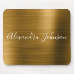 Gold Foil Elegant Modern Luxury Mouse Pad<br><div class="desc">Faux Gold Metallic Foil Girly Office Business Mousepad with white lettered typography for the monogram signature. The Monogrammed Signature Gold Faux Foil Mouse pad can be customized with your name. Please contact the designer for customized matching items.</div>