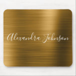 Gold Foil Elegant Modern Luxury Mouse Pad<br><div class="desc">Faux Gold Metallic Foil Girly Office Business Mousepad with white lettered typography for the monogram signature. The Monogrammed Signature Gold Faux Foil Mouse pad can be customized with your name. Please contact the designer for customized matching items.</div>