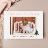 Gold Foil Elegant New Baby Photo Christmas Card