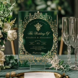 Gold Foil Elegant Ornate Victorian Wedding Acrylic Invitations