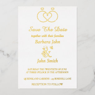 Gold Foil Elegant Rings Wedding Invitation