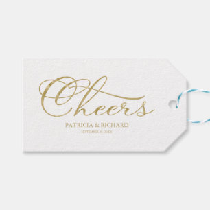 Gold Foil Elegant Script Cheers Wine Bottle Tags