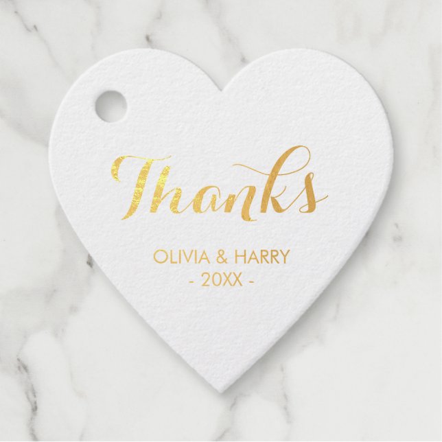 Gold Foil Elegant Script Wedding Favour Gift Tag (Front)