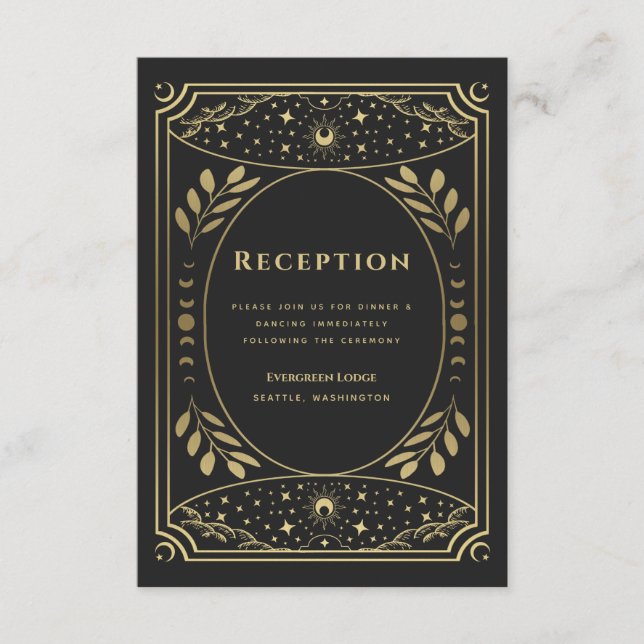 Gold Foil Elegant Tarot Reception Enclosure Card (Front)