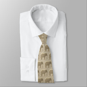 Gold Foil Elephant Silhouette Pattern Elegant Tie